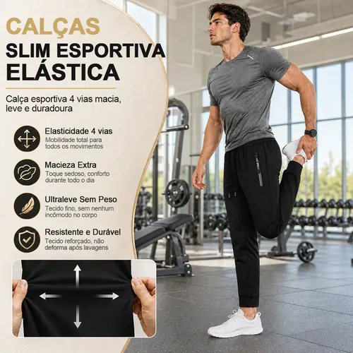 Calça Jogger Tactel Masculina Slim Academia Treino Esporte