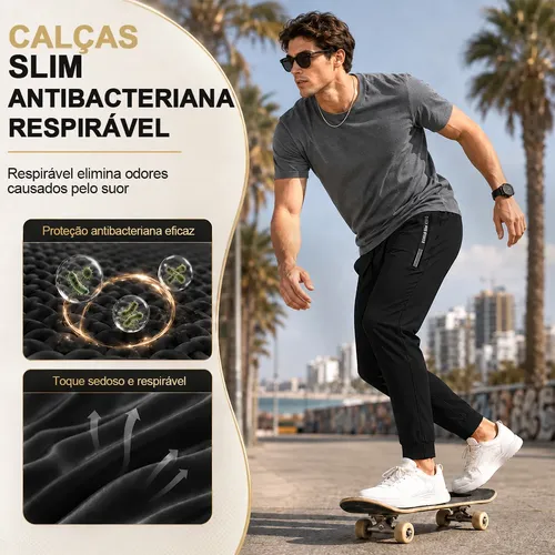 Calça Jogger Tactel Masculina Slim Academia Treino Esporte