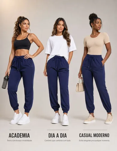 Calça Jogger Tactel Soltinha Moda Fitness Joggings Esportiva