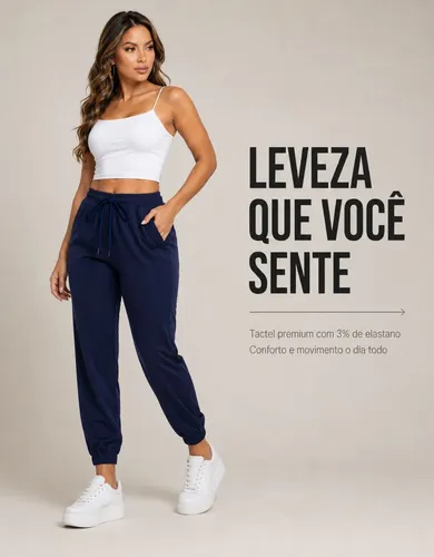 Calça Jogger Tactel Soltinha Moda Fitness Joggings Esportiva
