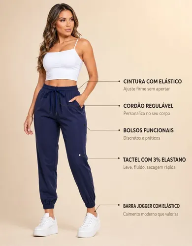 Calça Jogger Tactel Soltinha Moda Fitness Joggings Esportiva