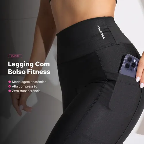 Calça Legging Com Bolso Fitness Feminino Atletyca