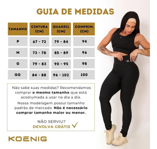 Calça Legging Fitness Zero Transparência Cintura Alta Koenig