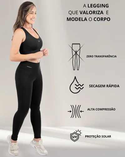 Calça Legging Suplex Poliamida C/ Bolso Lateral Corrida