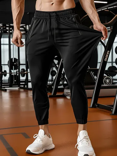 Calca masculina tactel jogger esportiva academia slim treino