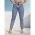 Calca mom jeans feminina cintura alta marmorizada 1