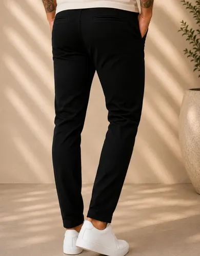 Calça Sarja Masculina Social Slim Elastano Bolso Embutido