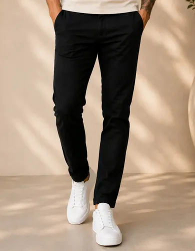 Calça Sarja Masculina Social Slim Elastano Bolso Embutido
