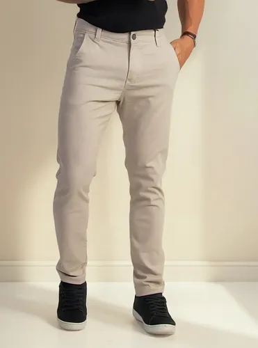 Calca sarja social masculina esporte fino com elastano