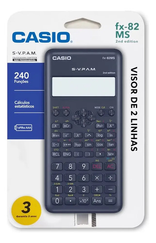Calculadora Científica Casio Fx-82ms 2nd Edition Com 240 Funções Segunda Edição S-V.P.A.M. Acompanha Capa Cor Preto