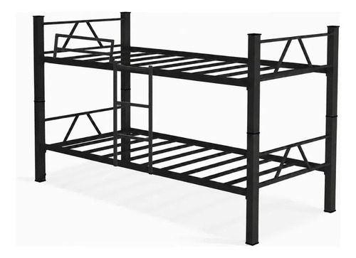 Cama Beliche Solteiro Klm Aço Reforçado Tubular Cor Preto Beliche Rubi