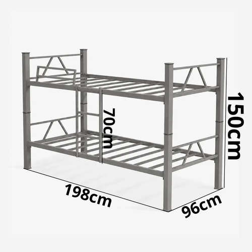 Cama Beliche Solteiro Klm Aço Reforçado Tubular Cor Preto Beliche Rubi