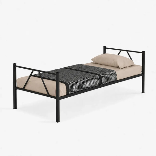 Cama Beliche Solteiro Klm Aço Reforçado Tubular Cor Preto Beliche Rubi