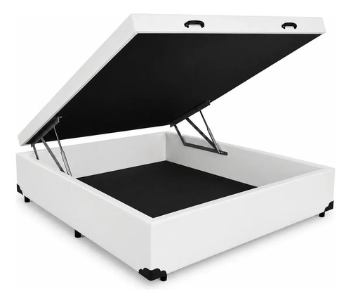Cama Box Baú Casal + Colchão Toronto Mola Ensacada D33 32cm Cor Branco