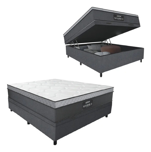 Cama box bau casal gazin maximus molas ensacadas linho cor c