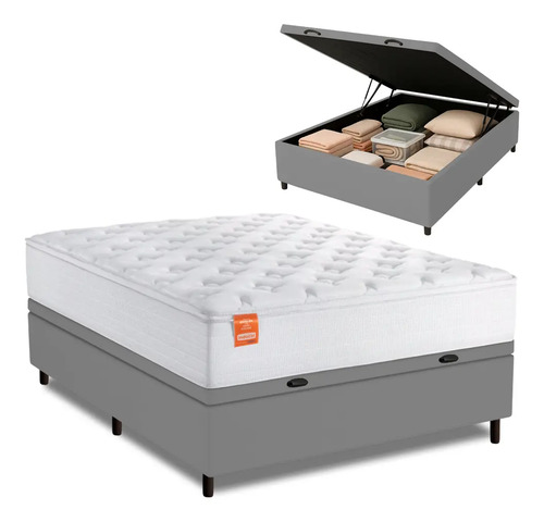 Cama box bau casal inducol molas ensacadas 138x188cm branco
