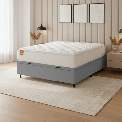Cama Box Baú Casal Inducol Molas Ensacadas 138x188cm Branco