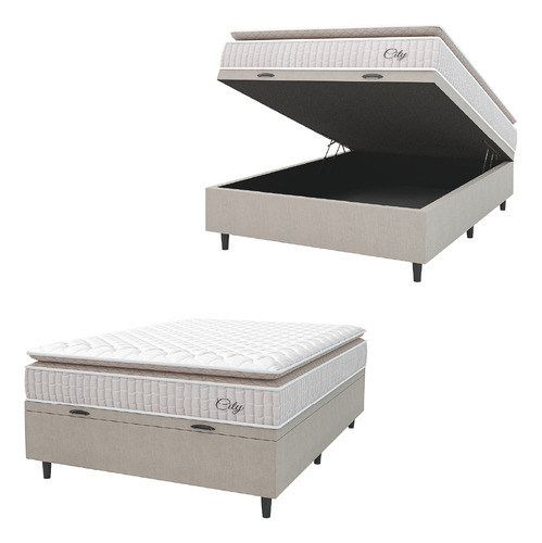 Cama box bau colchao casal molas ensacadas city pillow top 1 1