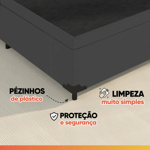 Cama Box Baú Colchão Casal Molas Ensacadas City Pillow Top 138x188x64cm Branco e Cinza Hellen Suporta até 110kg por Pessoa