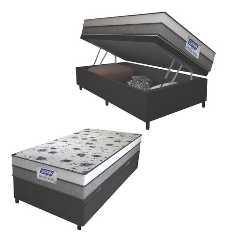 Cama box bau solteiro colchao espuma d33 fort 88x188x62cm ci