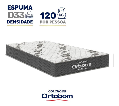 Cama Box Baú Solteiro Ortobom Com Colchão Espuma D33 Firme Cinza