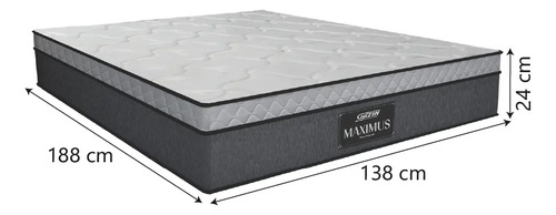 Cama Box Casal Colchão Gazin Maximus Molas Ensacadas 138x188x62cm Linho Grafite / Branco - Suporta até 120Kg por Pessoa