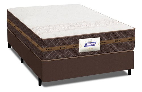 Cama box casal colchao molas flora marrombranco 138x188x60cm