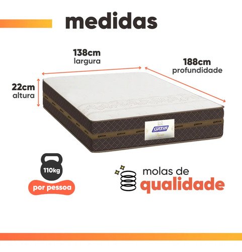 Cama Box Casal Colchão Molas Flora Marrom/Branco 138x188x60cm