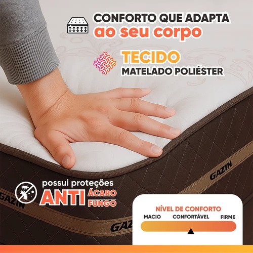 Cama Box Casal Colchão Molas Flora Marrom/Branco 138x188x60cm
