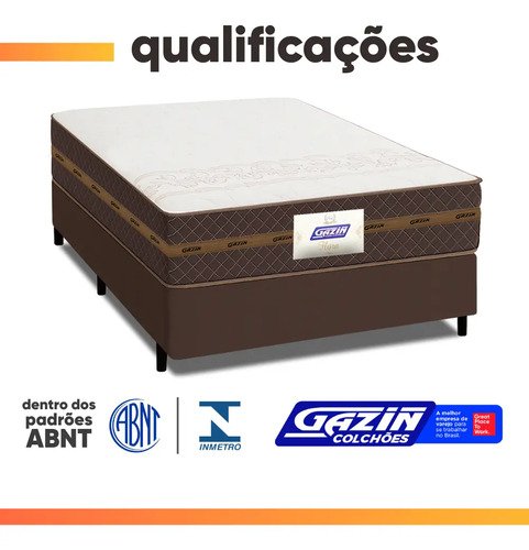 Cama Box Casal Colchão Molas Flora Marrom/Branco 138x188x60cm