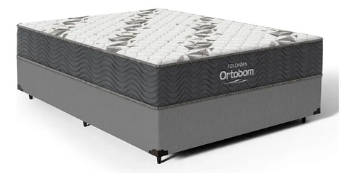 Cama box casal ortobom com colchao espuma d33 cinza firme an
