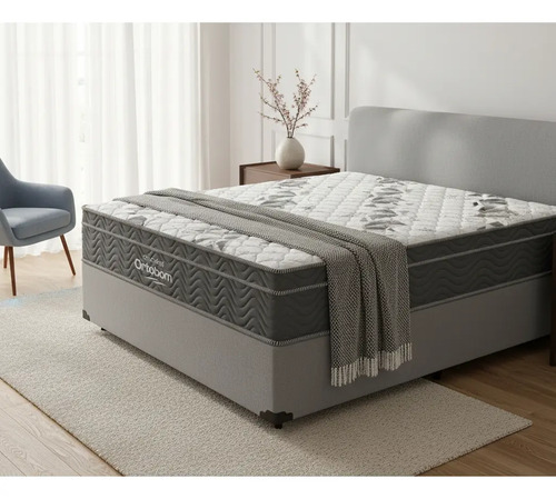 Cama Box Casal Ortobom Com Colchão Espuma D33 Cinza Firme Antiácaro