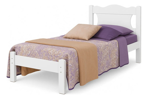 Cama de Solteiro Munique em MDF 100% Branco com Design Atemporal