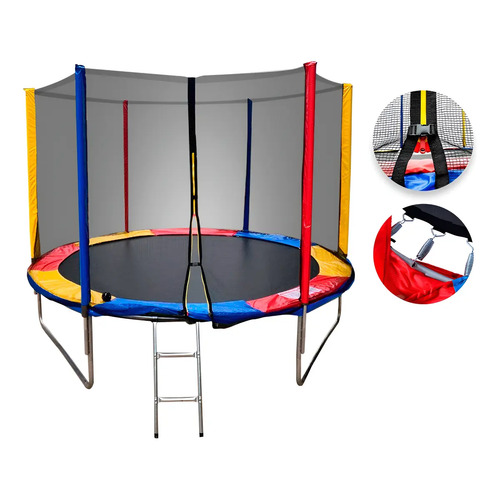 Cama elastica infantil 244m com rede de protecao escada e zi 1