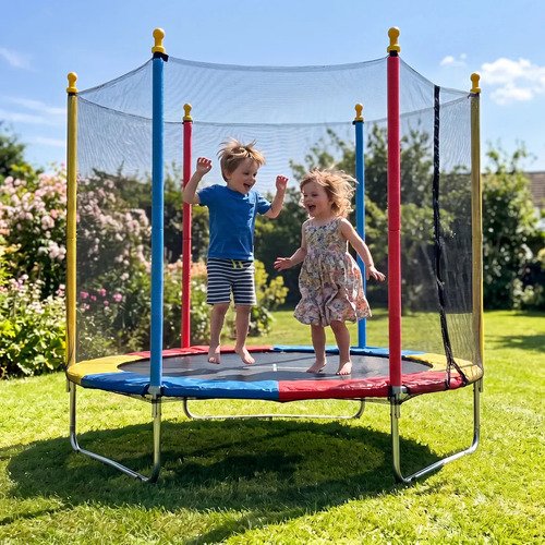 Cama elastica infantil justfun 18 m colorida com rede de pro 1