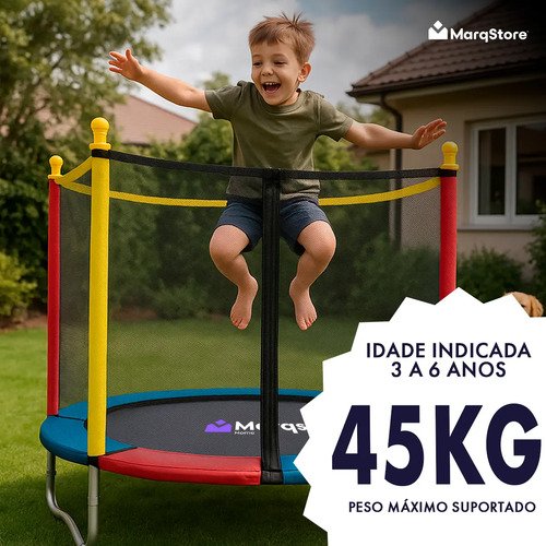Cama Elástica Infantil Pula-pula Trampolim 1,4m Com Tela De Proteção E Estrutura Reforçada Para Crianças Marqs Home