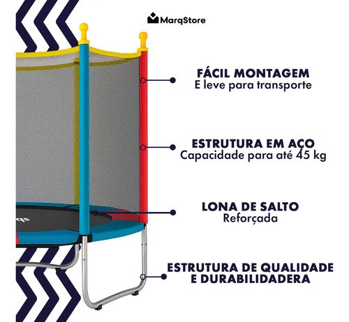 Cama Elástica Infantil Pula-pula Trampolim 1,4m Com Tela De Proteção E Estrutura Reforçada Para Crianças Marqs Home