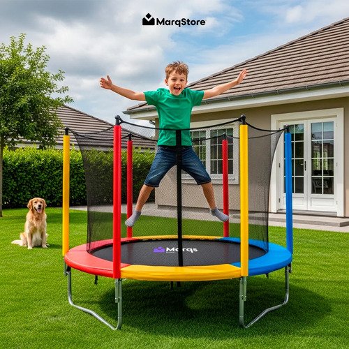 Cama Elástica Infantil Pula-pula Trampolim 1,4m Com Tela De Proteção E Estrutura Reforçada Para Crianças Marqs Home