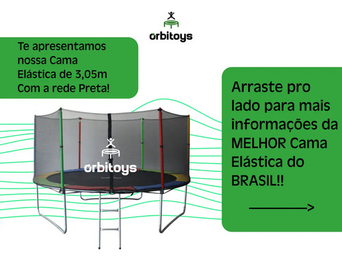 Cama Elastica Orbitoys 3,05m Trampolim Pula Pula Infantil com Rede de Protecao, Escada e Suporte de até 335kg