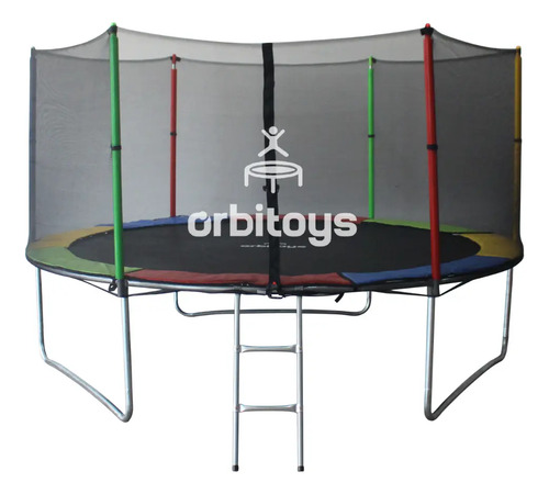 Cama Elastica Orbitoys 3,05m Trampolim Pula Pula Infantil com Rede de Protecao, Escada e Suporte de até 335kg