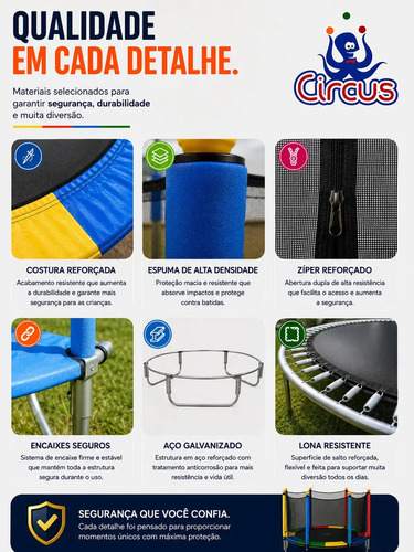 Cama Elástica Pula Pula Infantil Trampolim 1,4 Metros Lona De Salto Preto Proteção De Molas Colorida