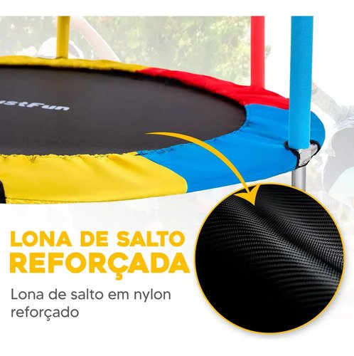 Cama Elástica Trampolim JustFun de 1,40 m para Crianças Colorida JustFun Brinquedos
