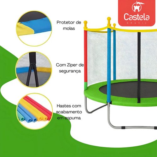 Cama Elástica Verde 140cm X 120 cm Até 80kg - Castela
