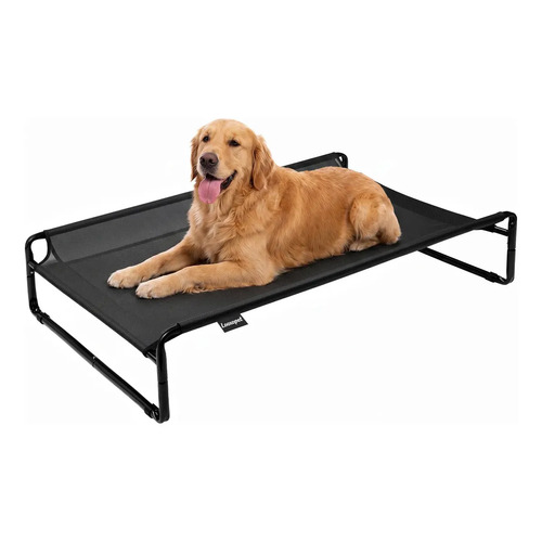 Cama suspensa grande cachorros looxopet textilene preto 110x