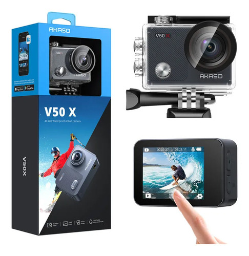 Camera acao akaso v50x 4k native com tela touch preto