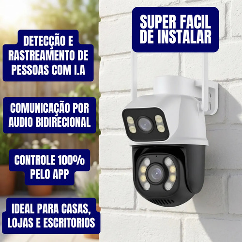 Camera De Seguranca A28b Wi-fi Dupla 3mp Icsee Cor Branco