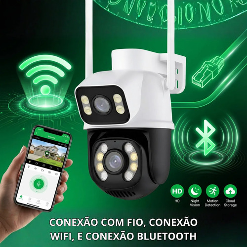 Camera De Seguranca A28b Wi-fi Dupla 3mp Icsee Cor Branco