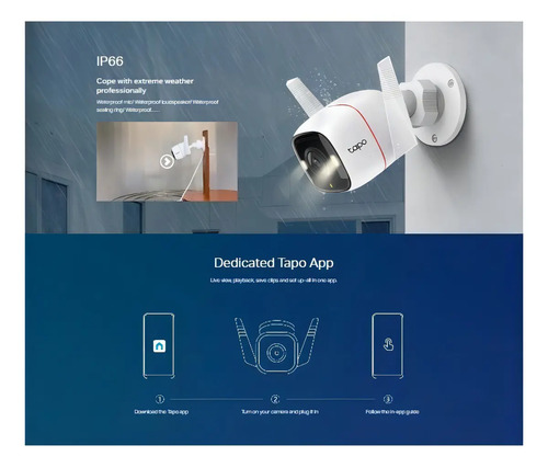 Câmera de segurança IP externa Tp Link Tapo C320ws WiFi com alarme e controle de voz com resolução de 2k