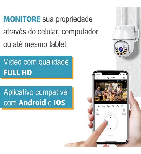 Câmera de Segurança IP Smart Externa Wifi HD Yoosee com Visão Noturna e Áudio Bidirecional