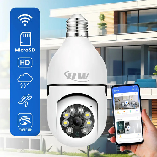 Camera de seguranca ip wi fi lampada e27 hw 360 full hd com 1